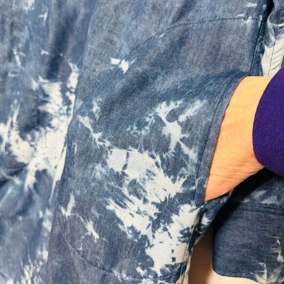 Karen Kane Blue Tie Dye Denim Shirt Dress Collared Button Front Womens Size S - Picture 9 of 12